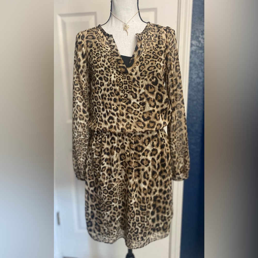 Leopard Print Long Sleeve Dress